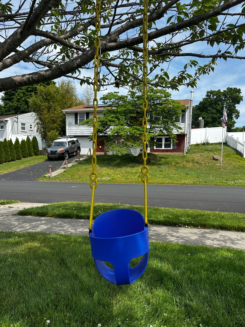 Blue Premium Toddler high back Bucket Swing with Yellow Chains 6+ months